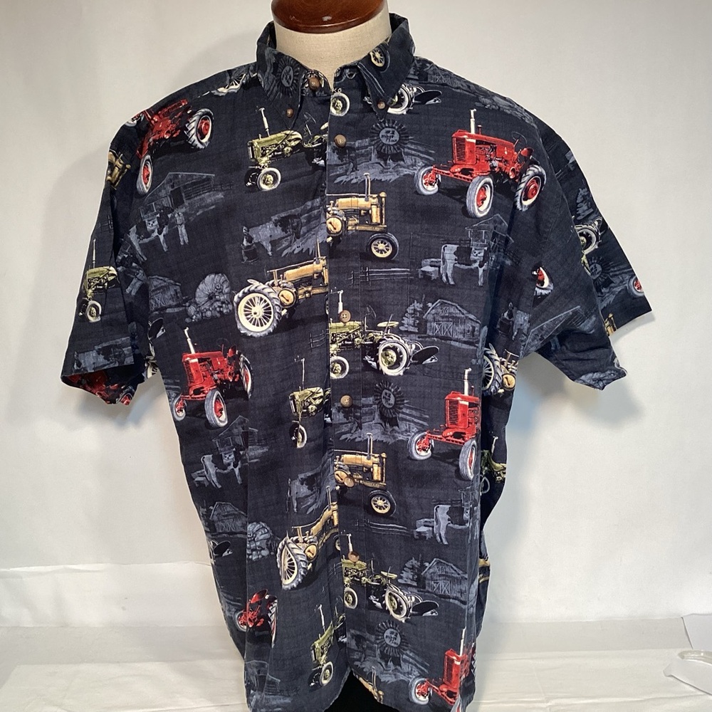 Bit & Bridle Tractor Print Short Sleeve Shirt Men’s Size 2X